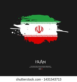 Flag of Iran with brush stroke, grunge style background vector.