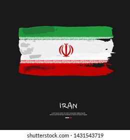 Flag of Iran with brush stroke, grunge style background vector.