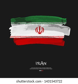 Flag of Iran with brush stroke, grunge style background vector.