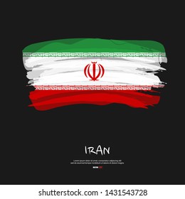 Flag of Iran with brush stroke, grunge style background vector.