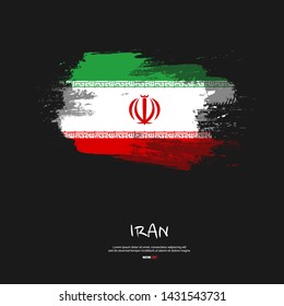 Flag of Iran with brush stroke, grunge style background vector.