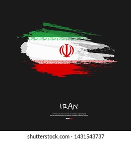 Flag of Iran with brush stroke, grunge style background vector.