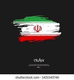 Flag of Iran with brush stroke, grunge style background vector.