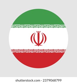 The flag of Iran. Button flag icon. Standard color. Circle icon flag. Computer illustration. Digital illustration. Vector illustration.