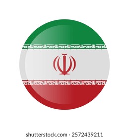 The flag of Iran . Circle icon flag. Button flag icon. Standard color. 3d illustration. glossy circle badge	