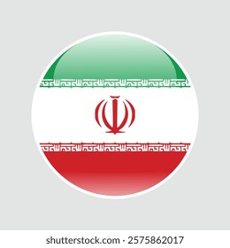 The flag of iran. Circle icon flag. Button flag icon. glossy circle badge. 3d illustration.	