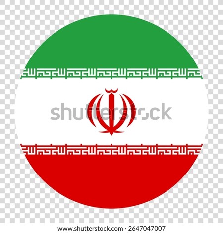 Flag of Iran. Iran circle flag logo icon computer vector illustration design. Transparent checkerboard background.
