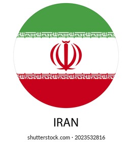 Flag of Iran in a circle, vector illustration. Inscription: Iran