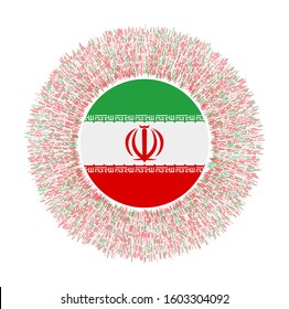 Flag of Iran with colorful rays. Radiant country sign. Shiny sunburst with Iran flag. Powerful vector illustration.