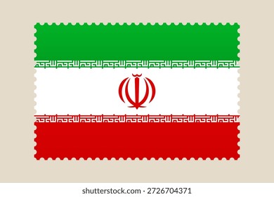 Flag of Iran designed as a classic postage stamp, a patriotic vector illustration for travel and national identity..