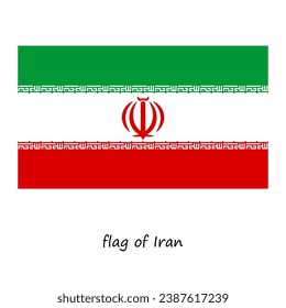 la bandera de Irán en un estilo plano, aislada en un fondo blanco. el símbolo de estado de Irán. ilustración vectorial de stock. EPS 10.
