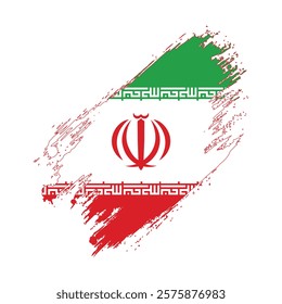 Flag of Iran Grunge Brush Stroke Style Vector