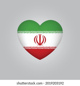 Flag of Iran in heart. Iranian flag vector. Love Iran symbol