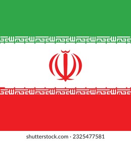 The flag of Iran. Flag icon. Standard color. A square flag. Computer illustration. Digital illustration. Vector illustration.