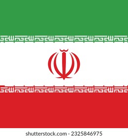 The flag of Iran. Flag icon. Standard color. A square flag. Computer illustration. Digital illustration. Vector illustration.