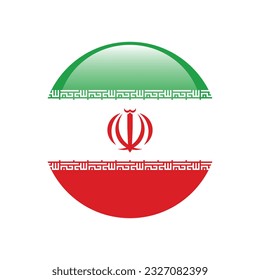 The flag of Iran. Flag icon. Standard color. Circle icon flag. 3d illustration. Computer illustration. Digital illustration. Vector illustration.