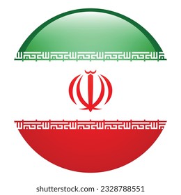 The flag of Iran. Flag icon. Standard color. Circle icon flag. 3d illustration. Computer illustration. Digital illustration. Vector illustration.