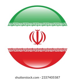 The flag of Iran. Flag icon. Standard color. Circle icon flag. 3d illustration. Computer illustration. Digital illustration. Vector illustration.