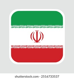 The flag of iran. Flag icon. Standard color. flat vector square with rounded corners Computer illustration. Digital illustration. Vector illustration.