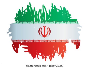 Flag of Iran, Islamic Republic of Iran. Bright, colorful vector illustration