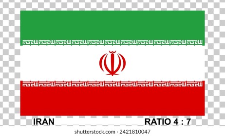 bandera de irán aislado en fondo transparente proporción 4:7 color original. ilustración vectorial.