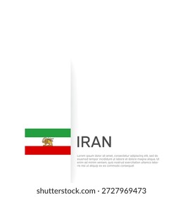 Flag of iran lion and sun. Protest, riot, revolution. Ribbon color flag of iran on a white background. National poster. Place for text. Copy space. Iranian patriotic banner, flyer. Vector flat design