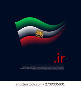 Flag of iran lion and sun. Protest, riot, revolution. Patriotic banner of iran, cover, flyer. Stripes colors iranian flag on dark background. Vector stylized design national poster, place for text