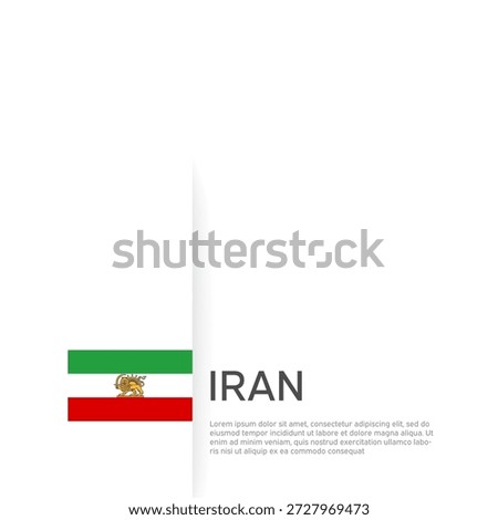 Flag of iran lion and sun. Protest, riot, revolution. Ribbon color flag of iran on a white background. National poster. Place for text. Copy space. Iranian patriotic banner, flyer. Vector flat design