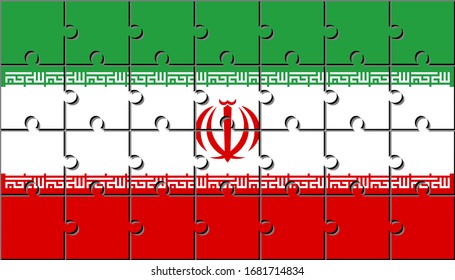 flag of iran made with jigsaw puzzle pieces