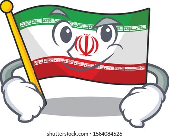 Flag iran mascot cartoon style with Smirking face