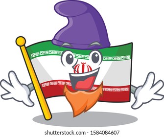 Flag iran mascot cartoon style as an Elf