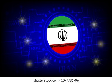 Flag of Iran on a background of technology.