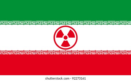 Flag of Iran with radiation sign