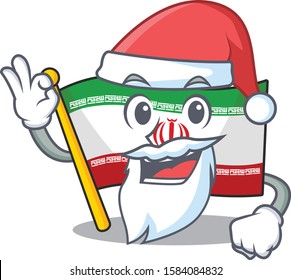 Flag iran in Santa cartoon character design