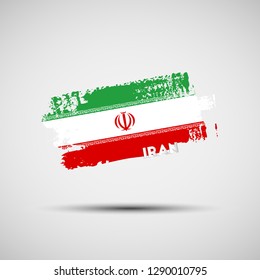 Flag of Iran. Vector illustration of grunge brush stroke with Iranian national flag colors for your graphic and web design