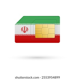 Flag of Iran. Vector illustration of SIM Card with flag on white background