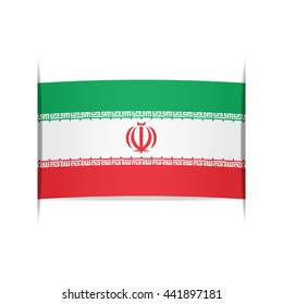 Flag of Iran. Vector illustration of a stylized flag. The slit in the paper with shadows. Element for infographics.