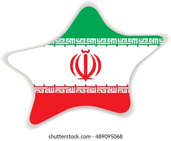 Flag of Iran. Vector illustration of a stylized flag. Star with shadow. Element for infographics.