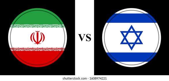 flag iran vs israel. vector background
