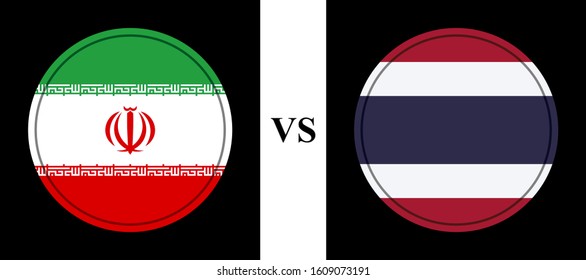 flag iran vs thailand. vector background