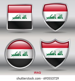 Flag of Iraq in 4 shape collection with clipping path
