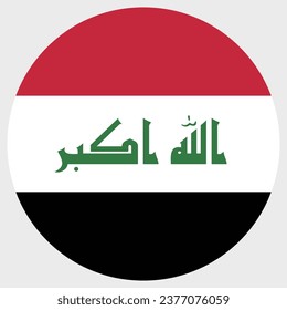 The flag of Iraq. Button flag icon. Standard color. Circle icon flag. Computer illustration. Digital illustration. Vector illustration.
