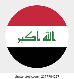 The flag of Iraq. Button flag icon. Standard color. Circle icon flag. Computer illustration. Digital illustration. Vector illustration.