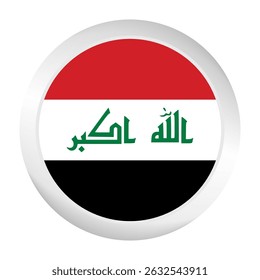 Flag of Iraq. Circle flag icon logo. Round flag. Flag icon. Standard color. Digital illustration. Vector illustration.