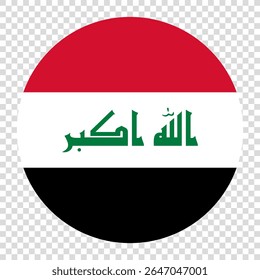 Flag of Iraq. Iraq circle flag logo icon computer vector illustration design. Transparent checkerboard background.