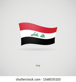 The flag of Iraq is flying layered vector image.