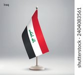 Flag of Iraq hanging on a flag stand. Usable for summit or conference presentaiton