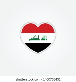 Flag of Iraq heart 3d template design vector illustration