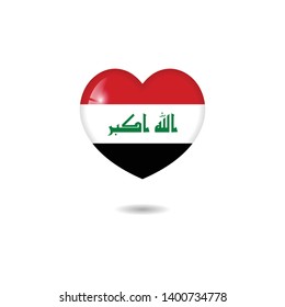 Flag of Iraq heart 3d template design vector illustration