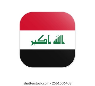 Flag of Iraq icon. Rounded square flat vector of flag icon design, isolated on white background. vector illustration